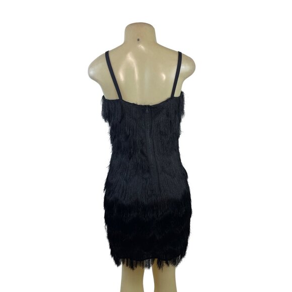 Milly Women's Black Fringe Sleeveless Mini Dress Sz 6 - New - Picture 3 of 9